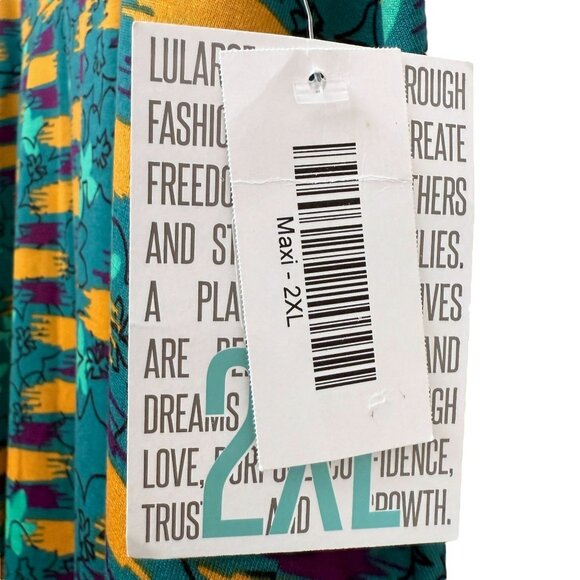 LULAROE Maxi Skirt Size 2XL Green Boho Floral Long A-Line Stretch Pull on NWT - Picture 5 of 11